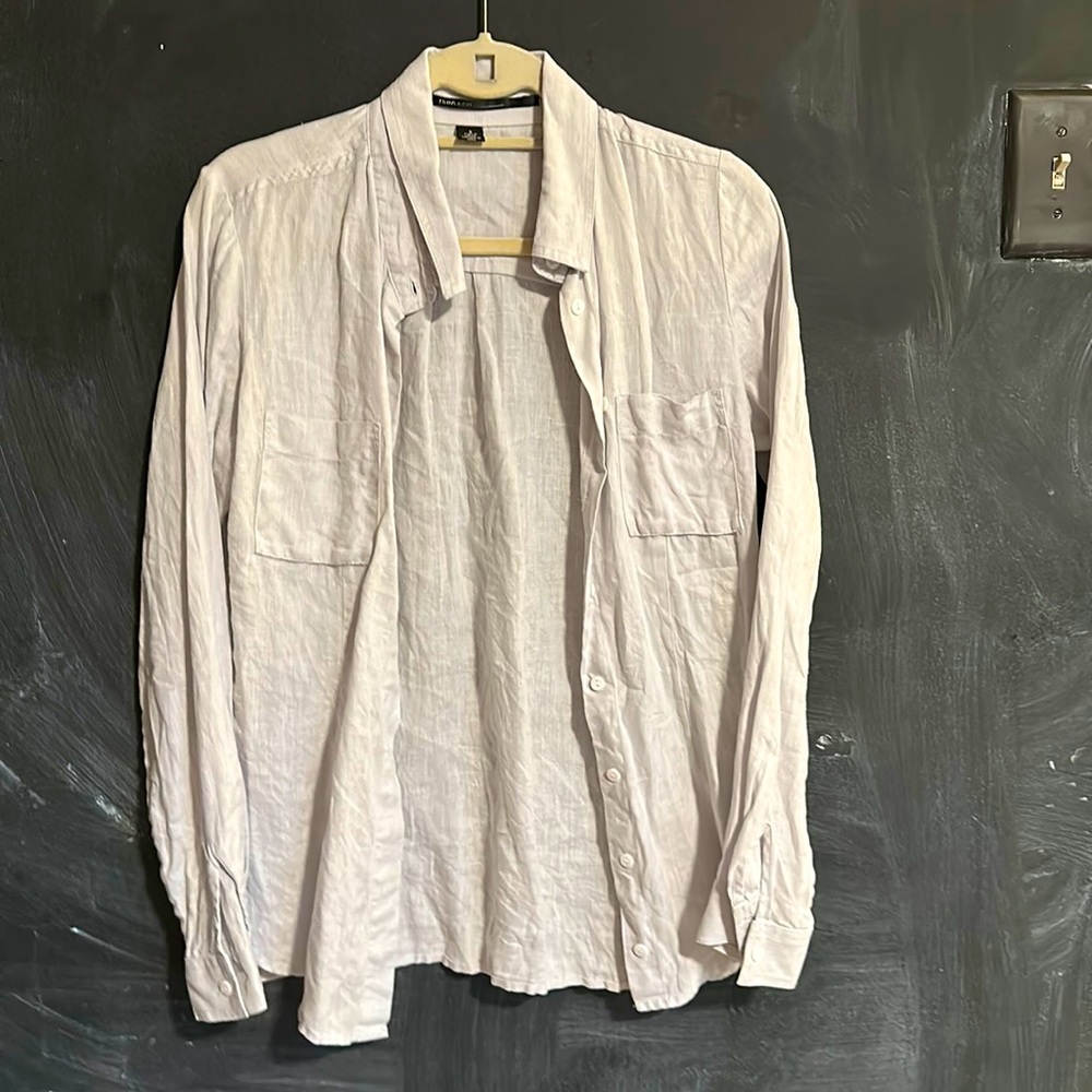 100% linen shirt pale blue